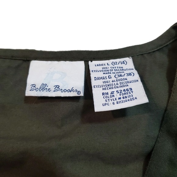 Bobbie Brooks Green Embroidered Floral Cotton Vest Large Cottagecore VTG 90s Mom - Picture 5 of 5